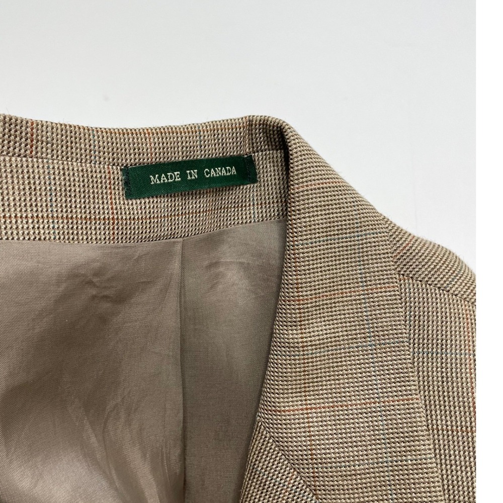 Lauren Ralph Lauren Men 42L Blazer Silk Wool Tan Micro Check Sport Coat Academia - Picture 7 of 13